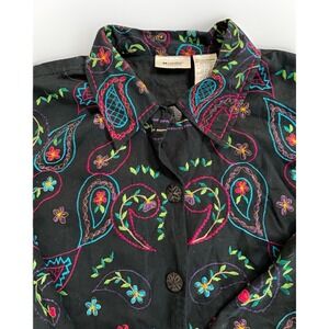 Units Woman All Over Embroidered Jacket Vtg 3X Paisley  Linen/cotton India Boho
